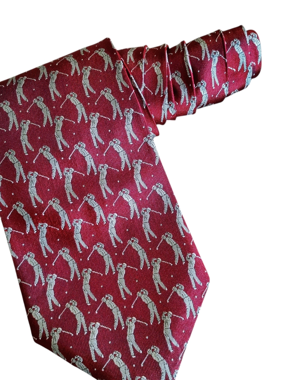 VTG Lauren Ralph Lauren Silk Tie Hand Finished Golf Motif USA Made